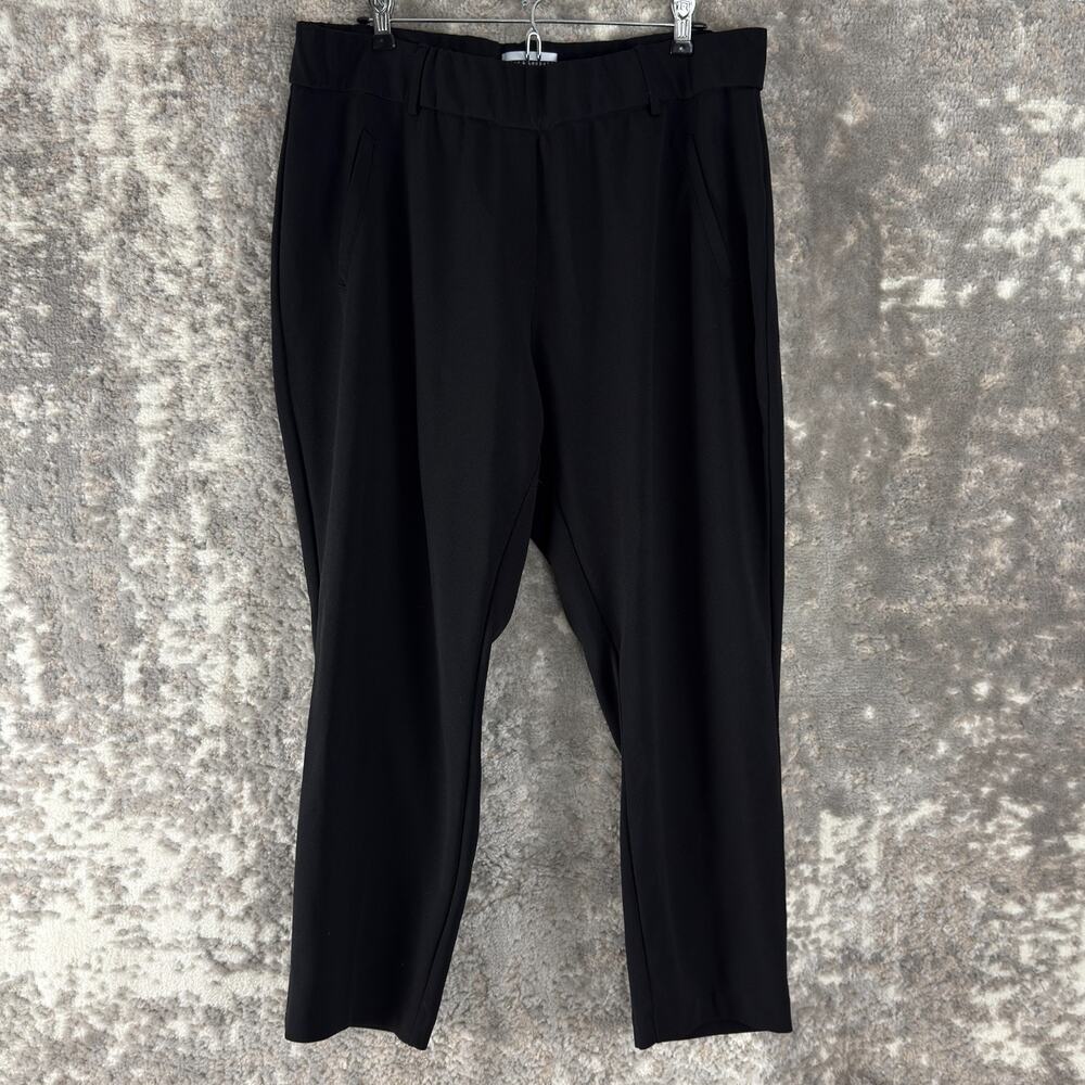 Jules Leopold Plus Size 1X Stretch Flat Front Casual Straight Leg Pants Black